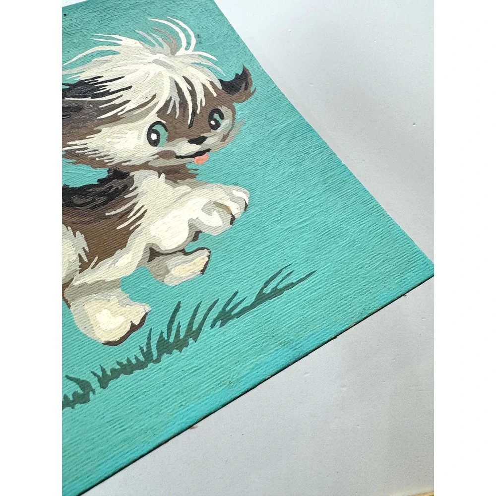 Vintage Paint By Numbers Dog Paintings‎ - Set of 2 - Nursery Decor